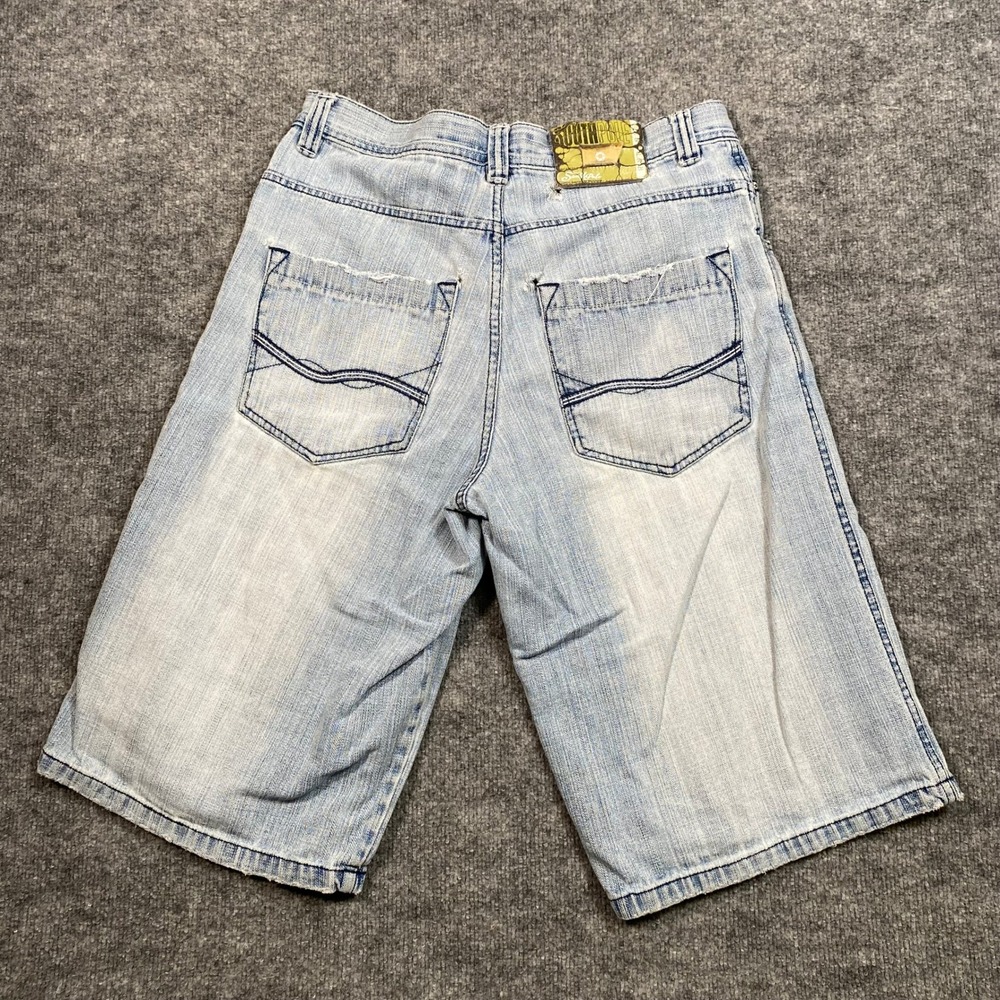 Southpole Mens Baggy Denim Shorts Light Wash Blue Y2K Streetwear Size 34